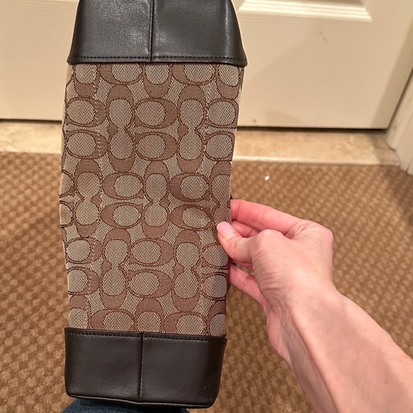 Coach Brown Signature Canvas Tote with Dark Brown Trim - Picture 5 of 7